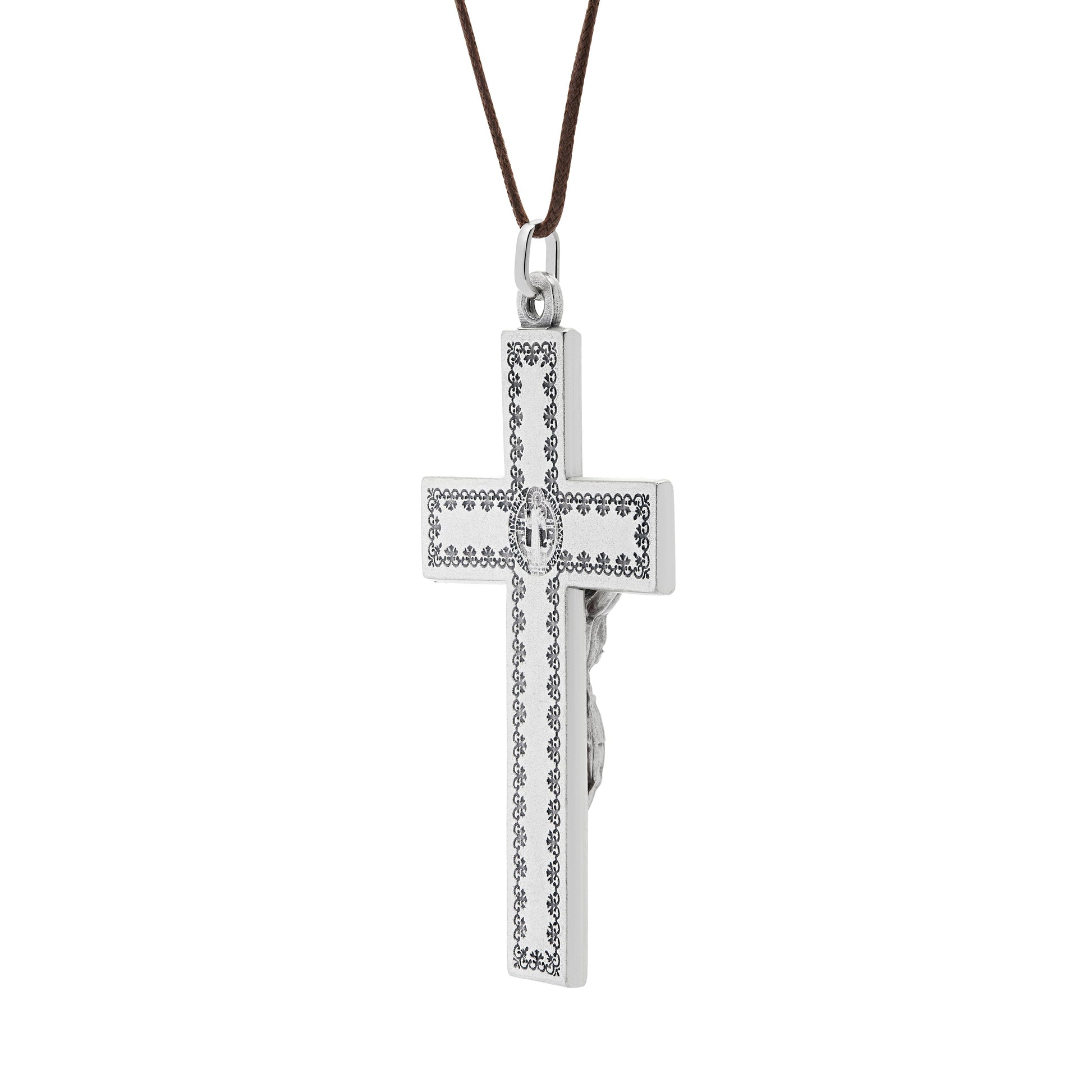 MONDO CATTOLICO ROMA Pendant 8 cm (3.15 in) Metal St. Benedict Crucifix Pendant with Red Enamel and Decorative Details