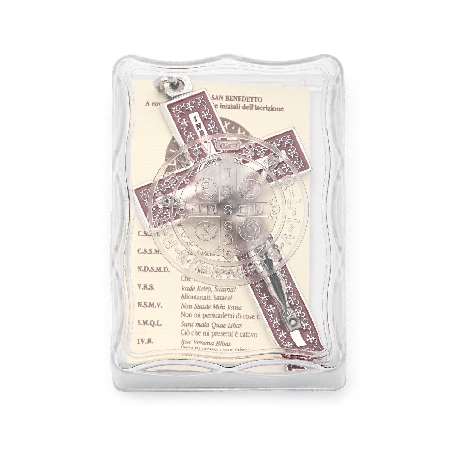 MONDO CATTOLICO ROMA Pendant 8 cm (3.15 in) Metal St. Benedict Crucifix Pendant with Red Enamel and Decorative Details