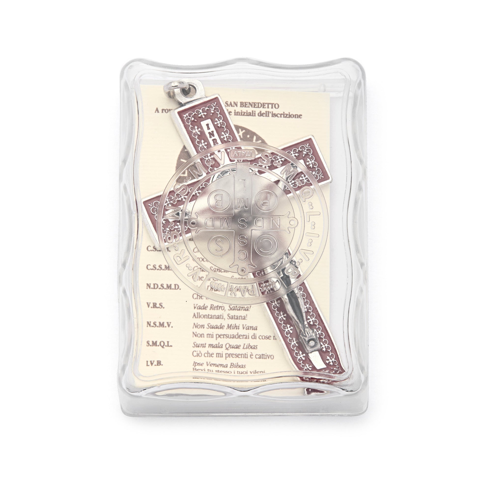 MONDO CATTOLICO ROMA Pendant 8 cm (3.15 in) Metal St. Benedict Crucifix Pendant with Red Enamel and Decorative Details