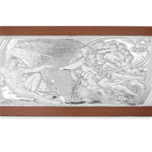 MONDO CATTOLICO Michelangelo's Creation of Adamo Bilaminated Sterling Silver Painting