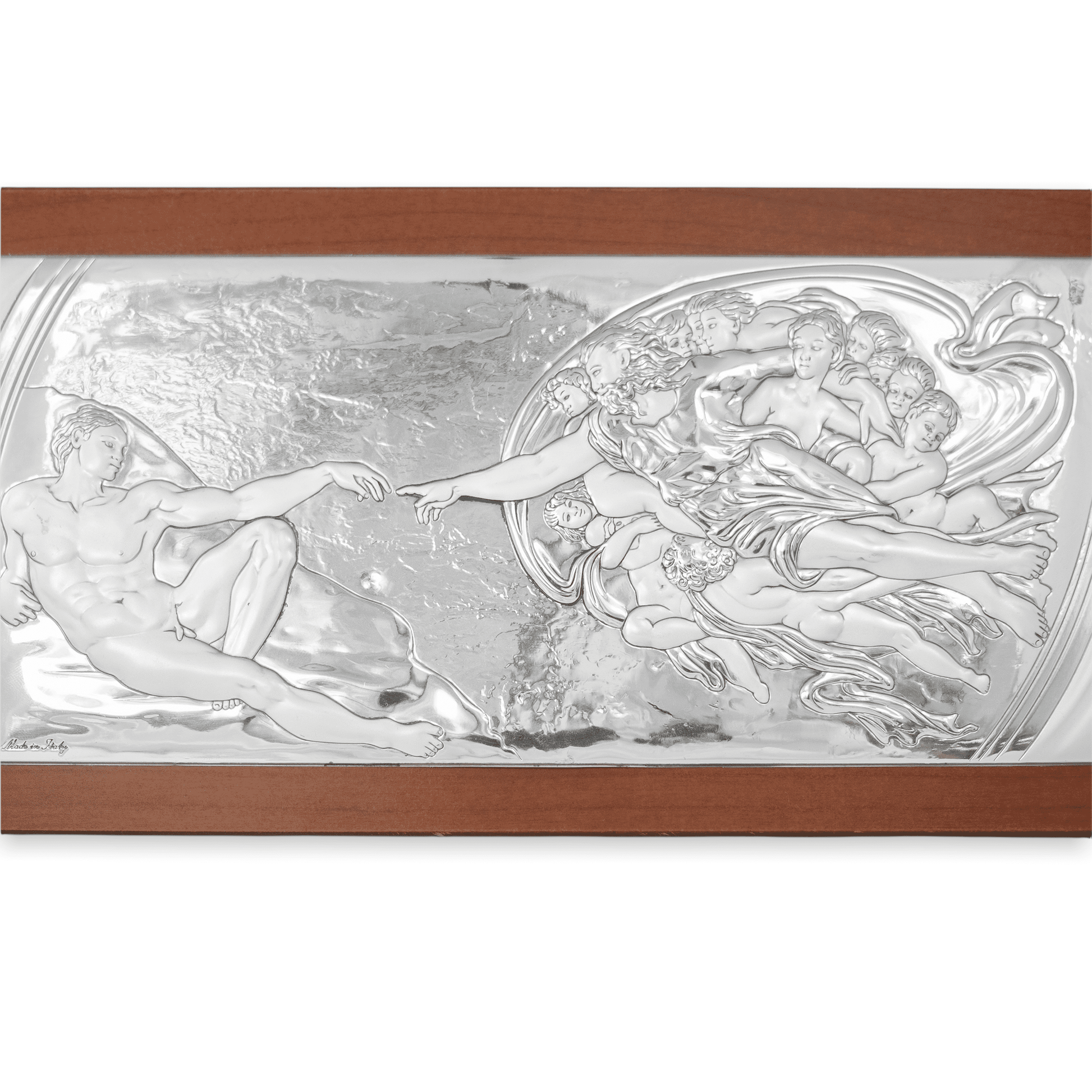 MONDO CATTOLICO 4X8,5 cm Michelangelo's Creation of Adamo Bilaminated Sterling Silver Painting