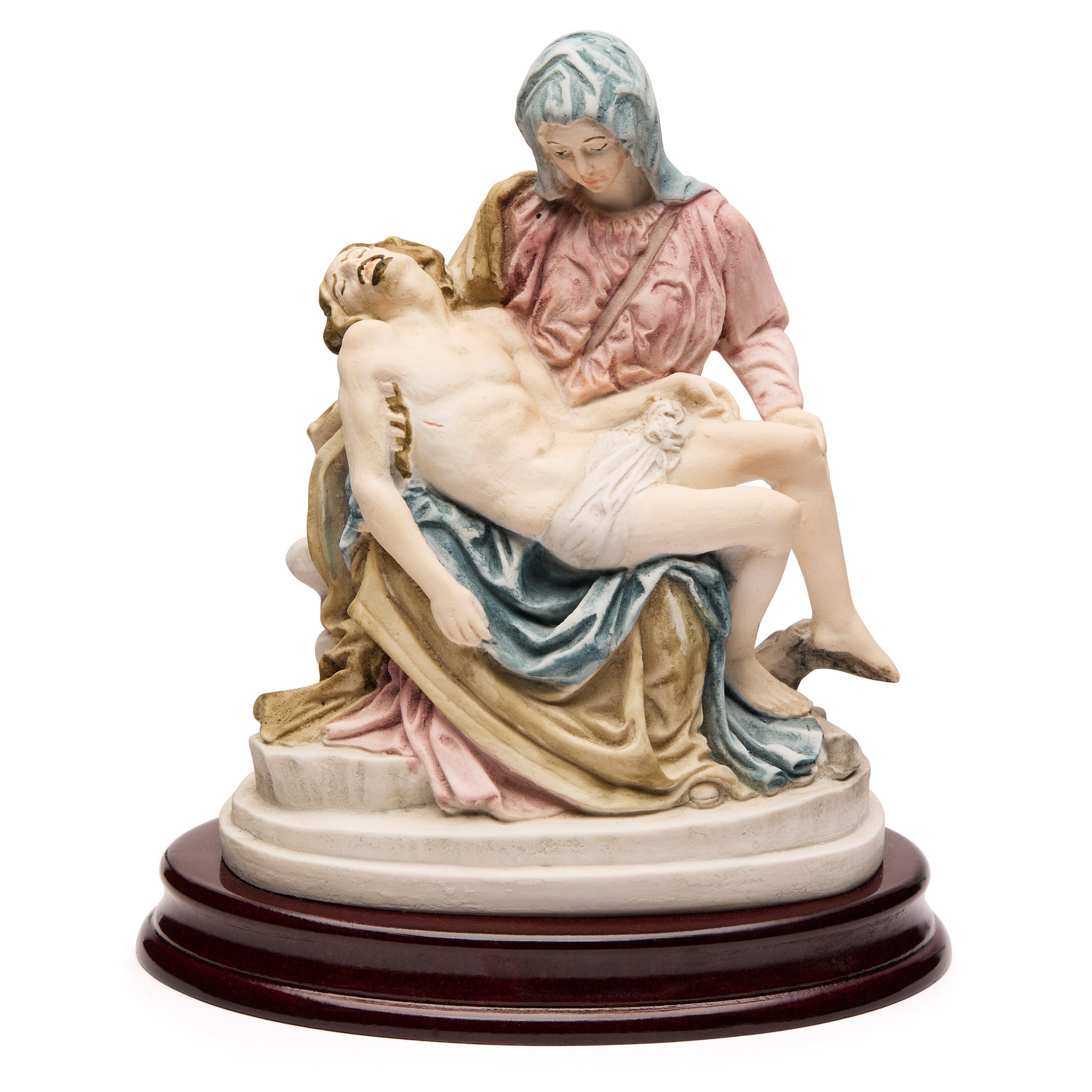 MONDO CATTOLICO ROMA Michelangelo's Pietà Colored Marble Dust Wood Base
