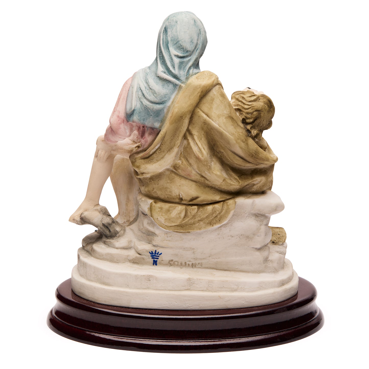 MONDO CATTOLICO ROMA Michelangelo's Pietà Colored Marble Dust Wood Base
