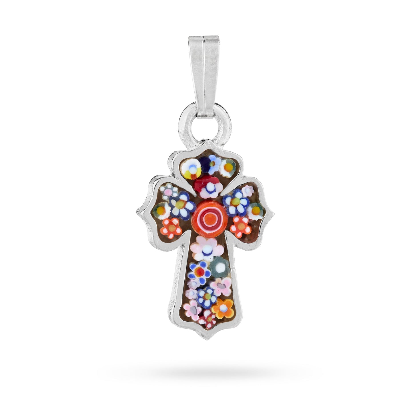 MONDO CATTOLICO ROMA 20 mm (0.79 in) Micromosaic Budded Cross in Metal