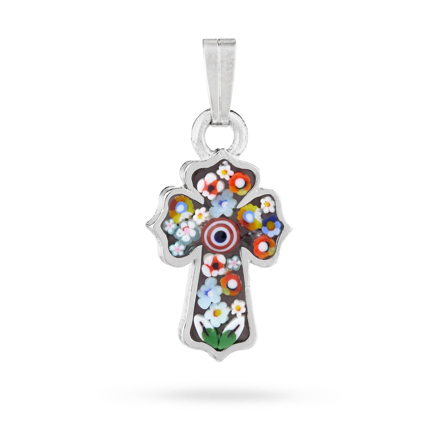 MONDO CATTOLICO ROMA 20 mm (0.79 in) Micromosaic Budded Cross in Metal