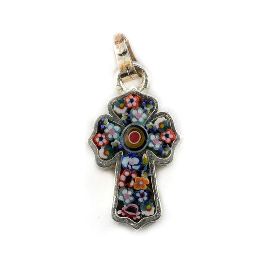 MONDO CATTOLICO Micromosaic Budded  Cross in Metal