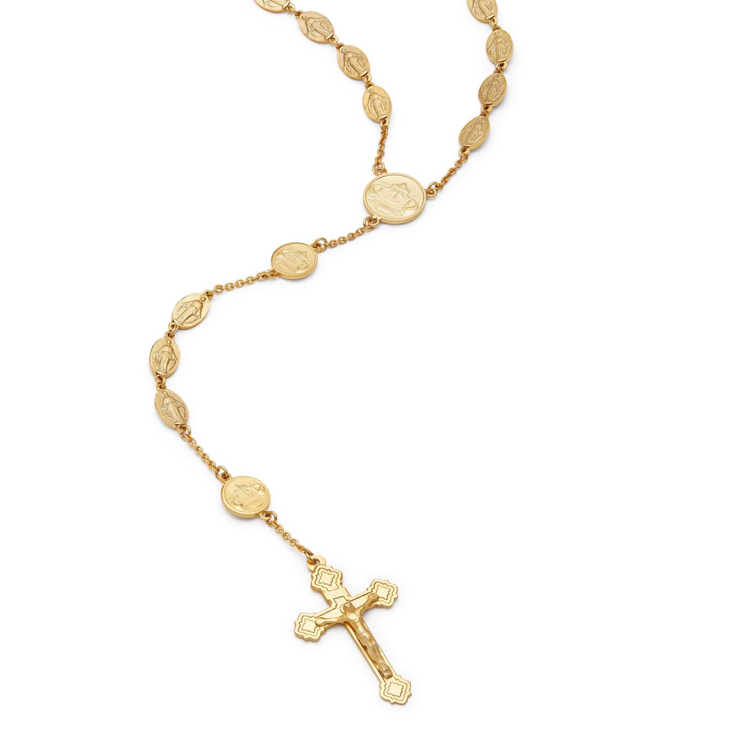 MONDO CATTOLICO Prayer Beads 65 cm (25 in) Miraculous Mary Gold Plated Silver Rosary