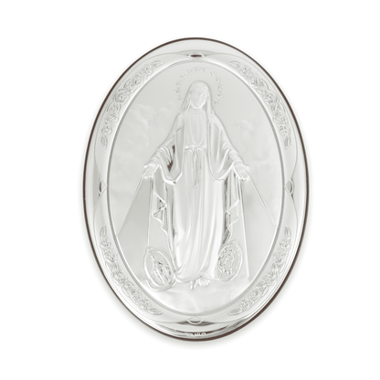 MONDO CATTOLICO 18 cm Miraculous Mary Oval Picture Bilaminate Silver