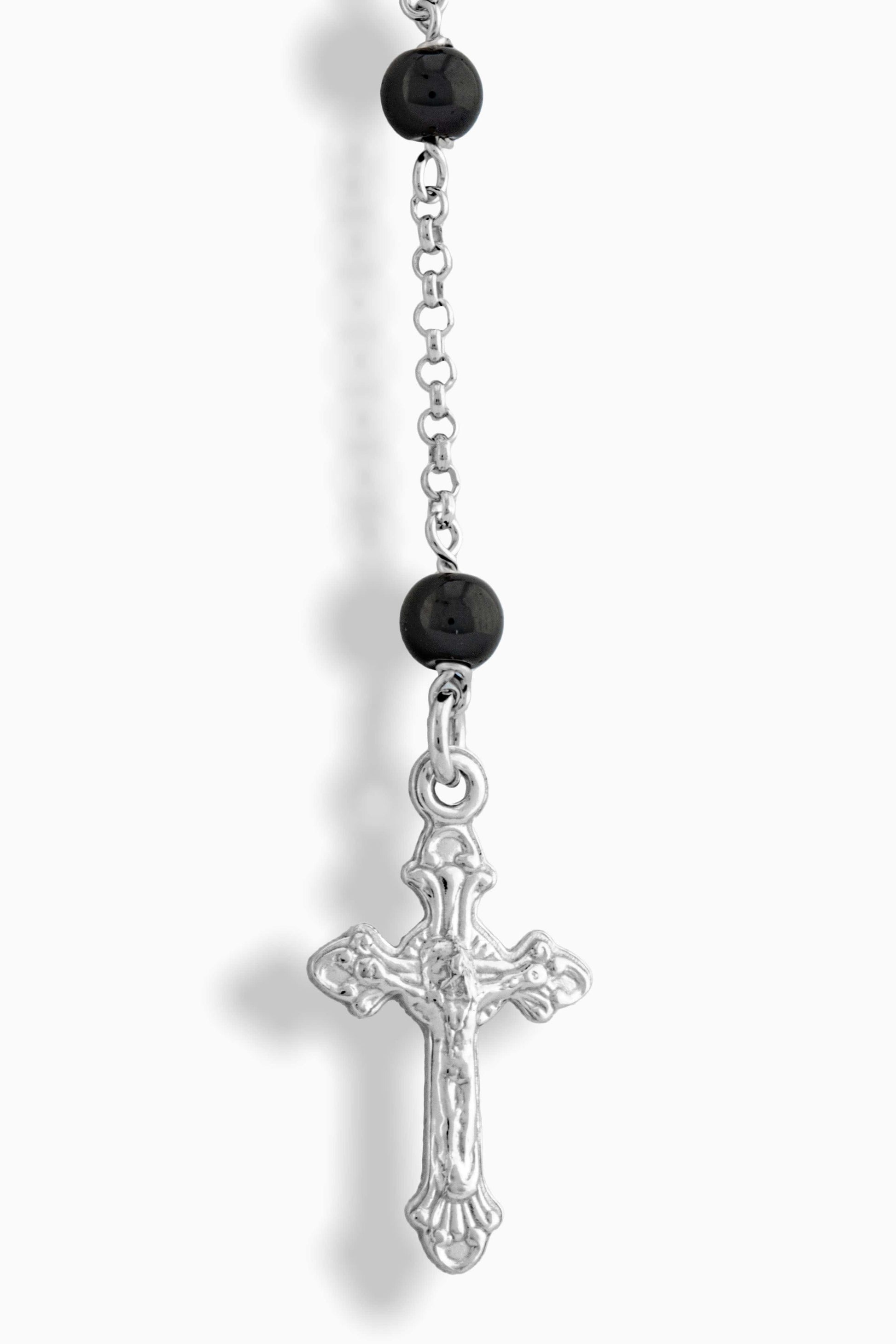 MONDO CATTOLICO Prayer Beads MIRACULOUS MARY ROSARY 5 MM BLACK BEADS