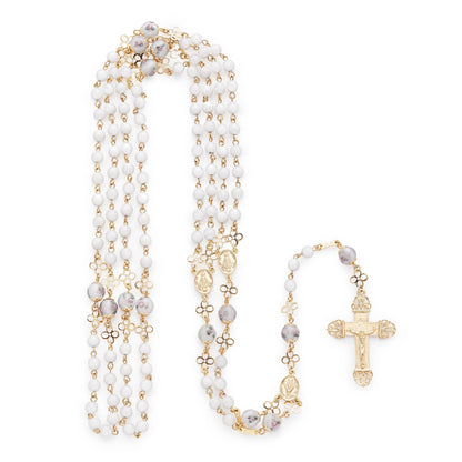 MONDO CATTOLICO Prayer Beads 51 cm (20.07 in) / 6 mm (0.23 in) Miraculous Mary Wedding Rosary in Murano Glass