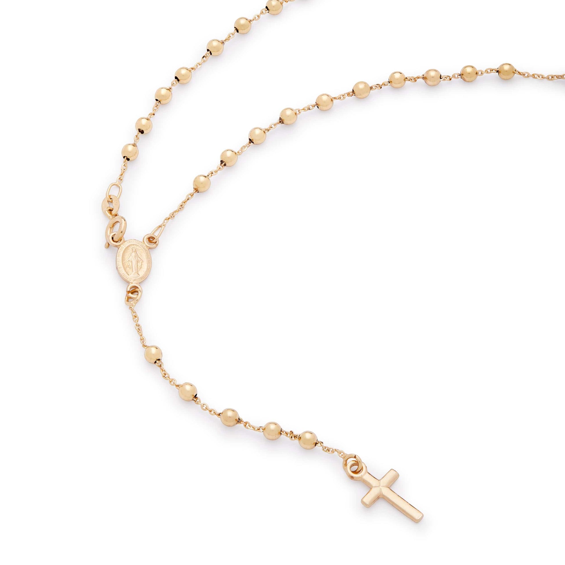 MONDO CATTOLICO Prayer Beads 30.5 cm (12 in) / 3 mm (0.11 in) Miraculous Mary Yellow Gold Rosary Beads