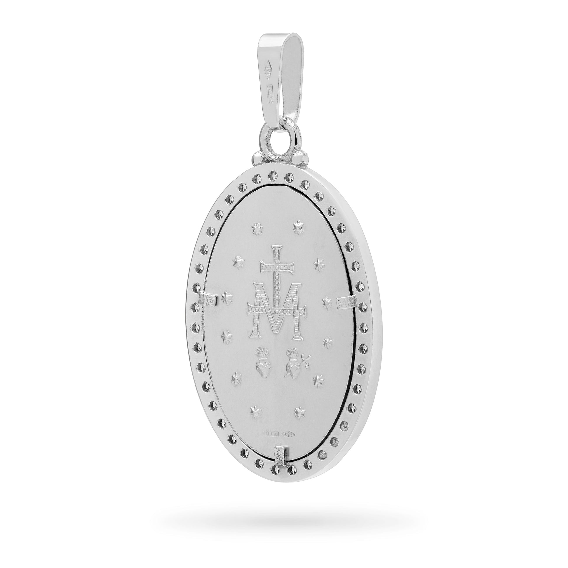 MONDO CATTOLICO Jewelry Miraculous Medal in White Gold with Zirconia