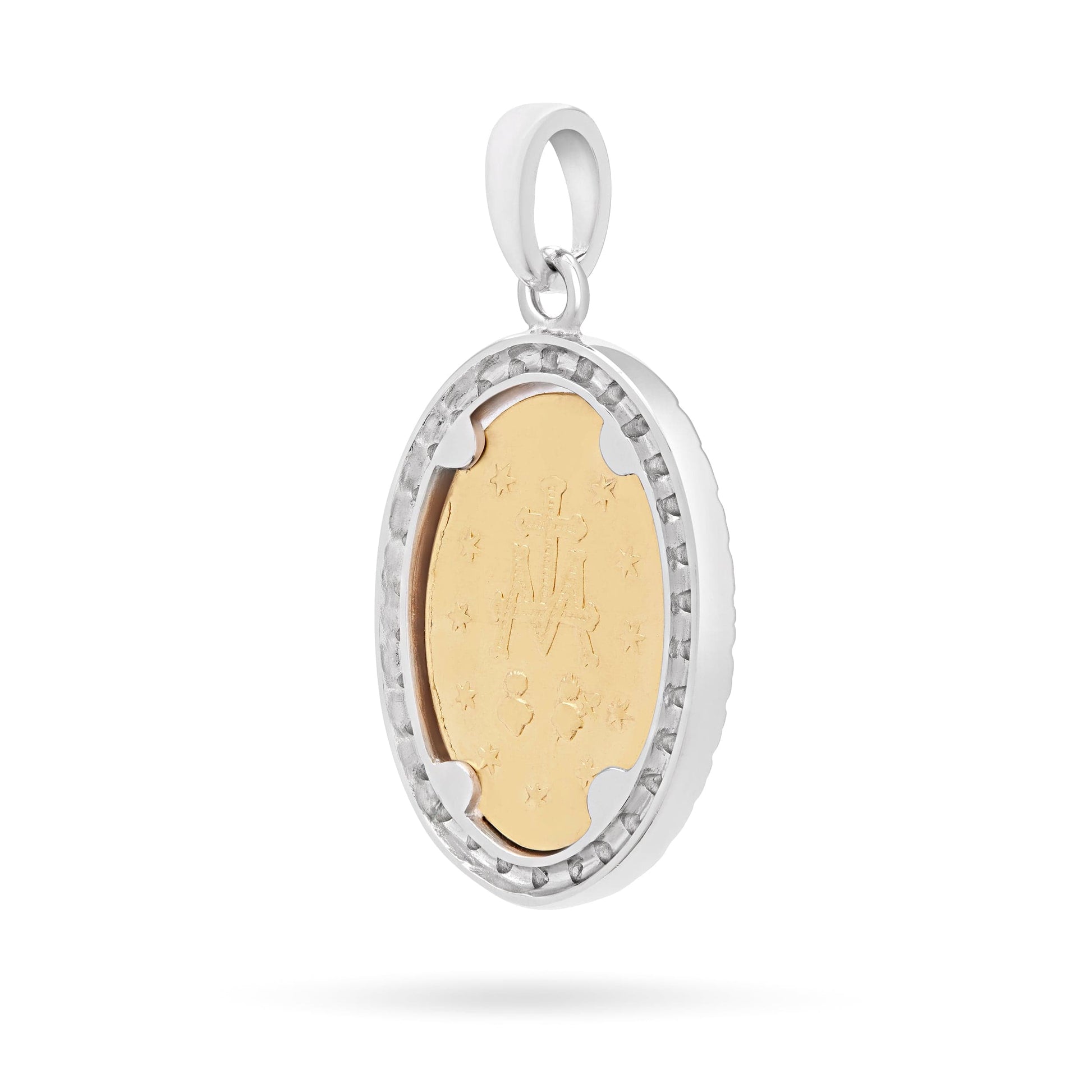 MONDO CATTOLICO Jewelry 19 mm (0.75 in) Miraculous Medal Yellow and White Gold