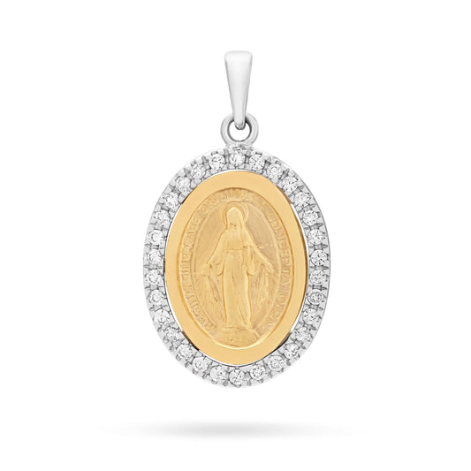 MONDO CATTOLICO Jewelry 19 mm (0.75 in) Miraculous Medal Yellow and White Gold