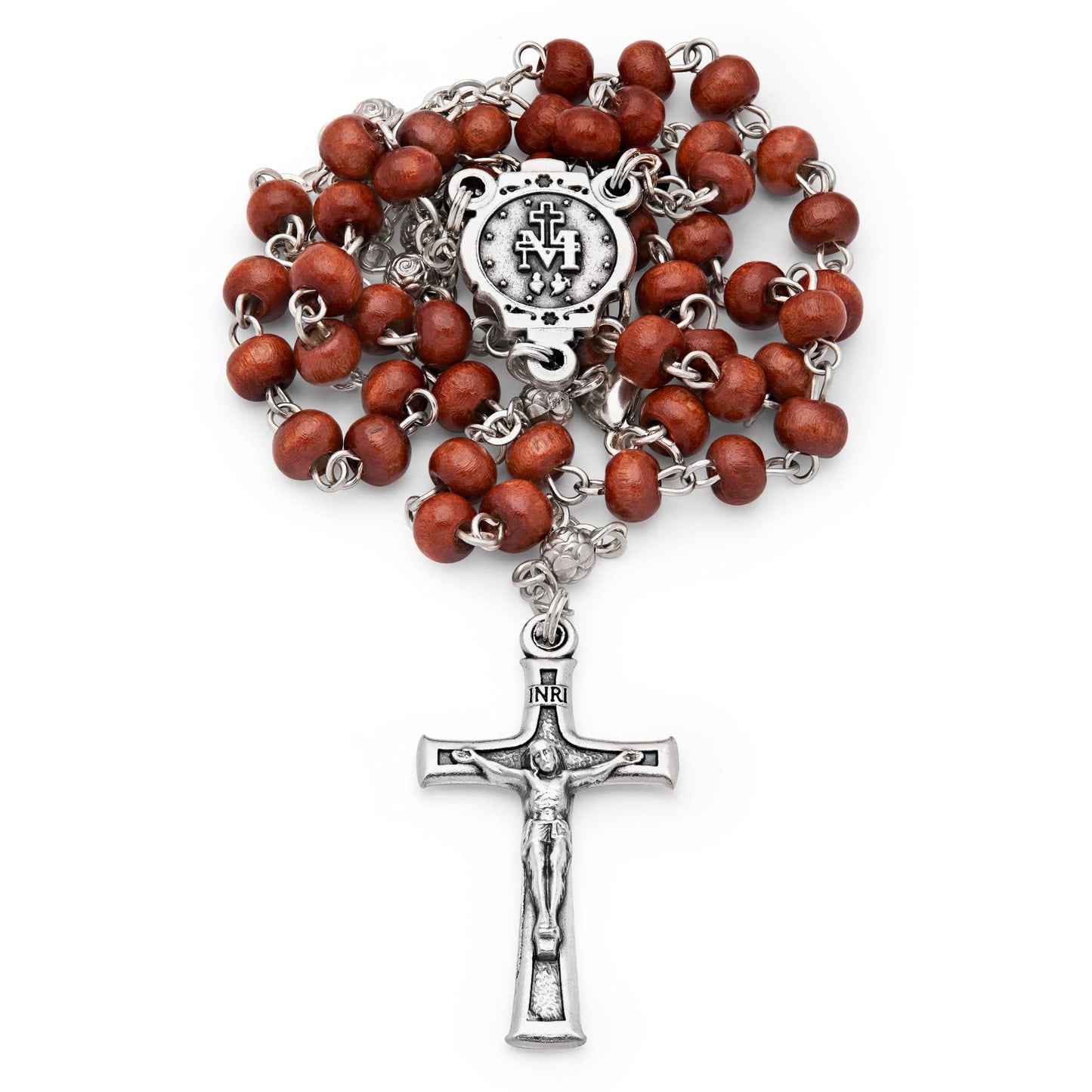 MONDO CATTOLICO Prayer Beads 38 cm (14.96 in) / 4 mm (0.15 in) Miraculous Virgin Box and Rosary in Wooden