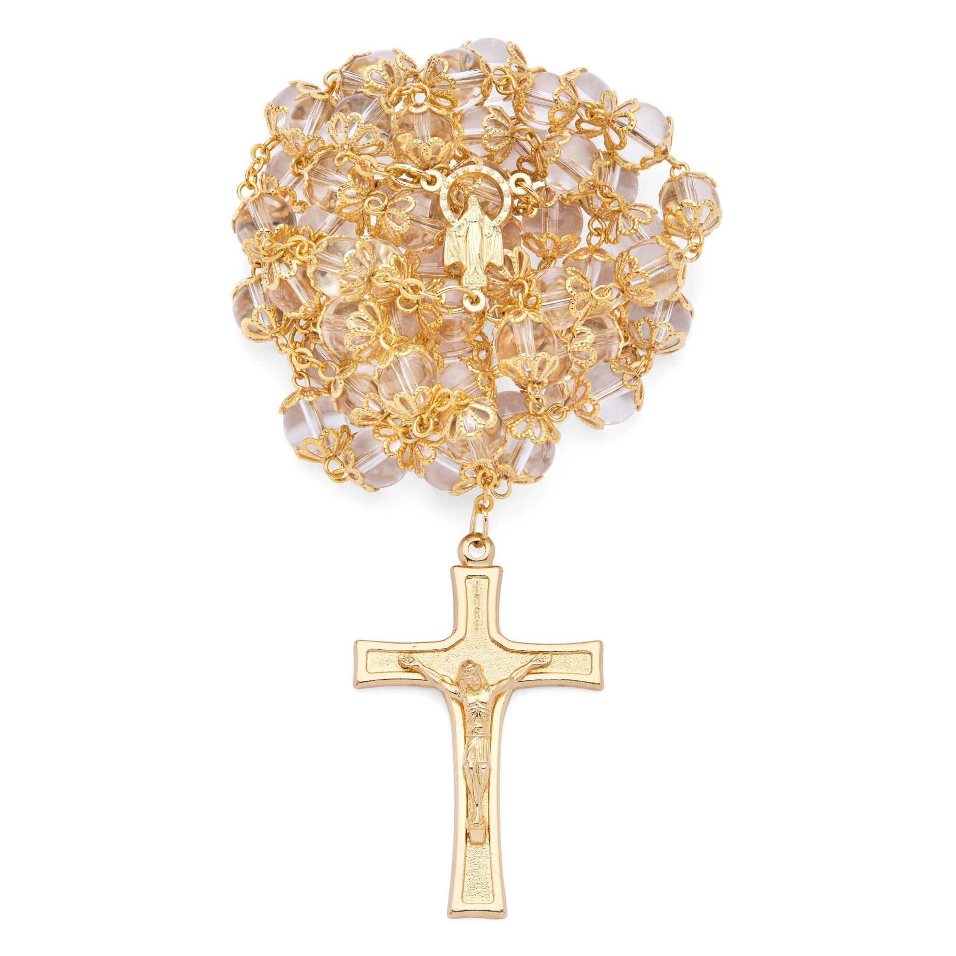 MONDO CATTOLICO Prayer Beads Miraculous Virgin Capped Glass Rosary