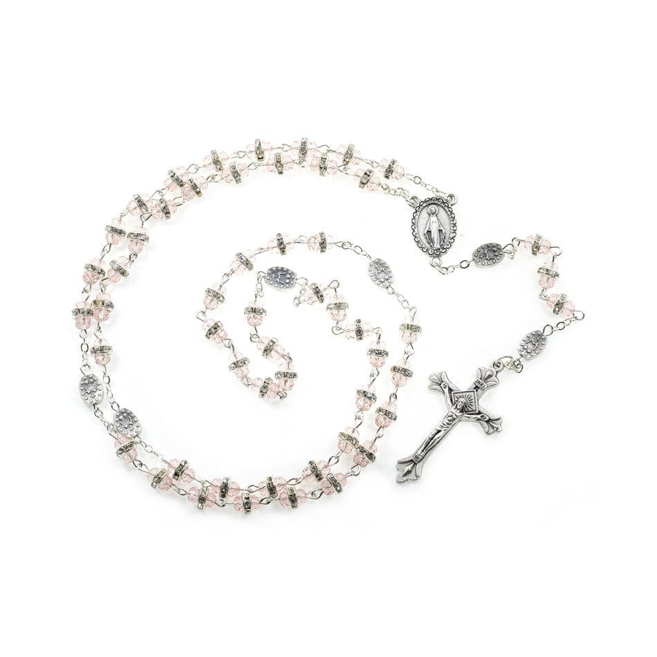 MONDO CATTOLICO Prayer Beads Miraculous Virgin Crystal Rosary in Glass Rhinestones Beads