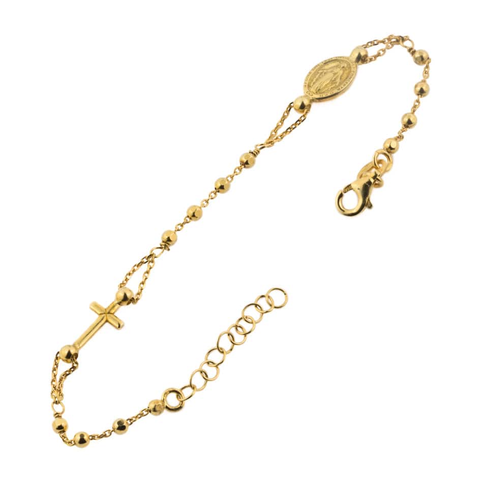 MONDO CATTOLICO Prayer Beads Miraculous Virgin Rosary Bracelet Plated Gold