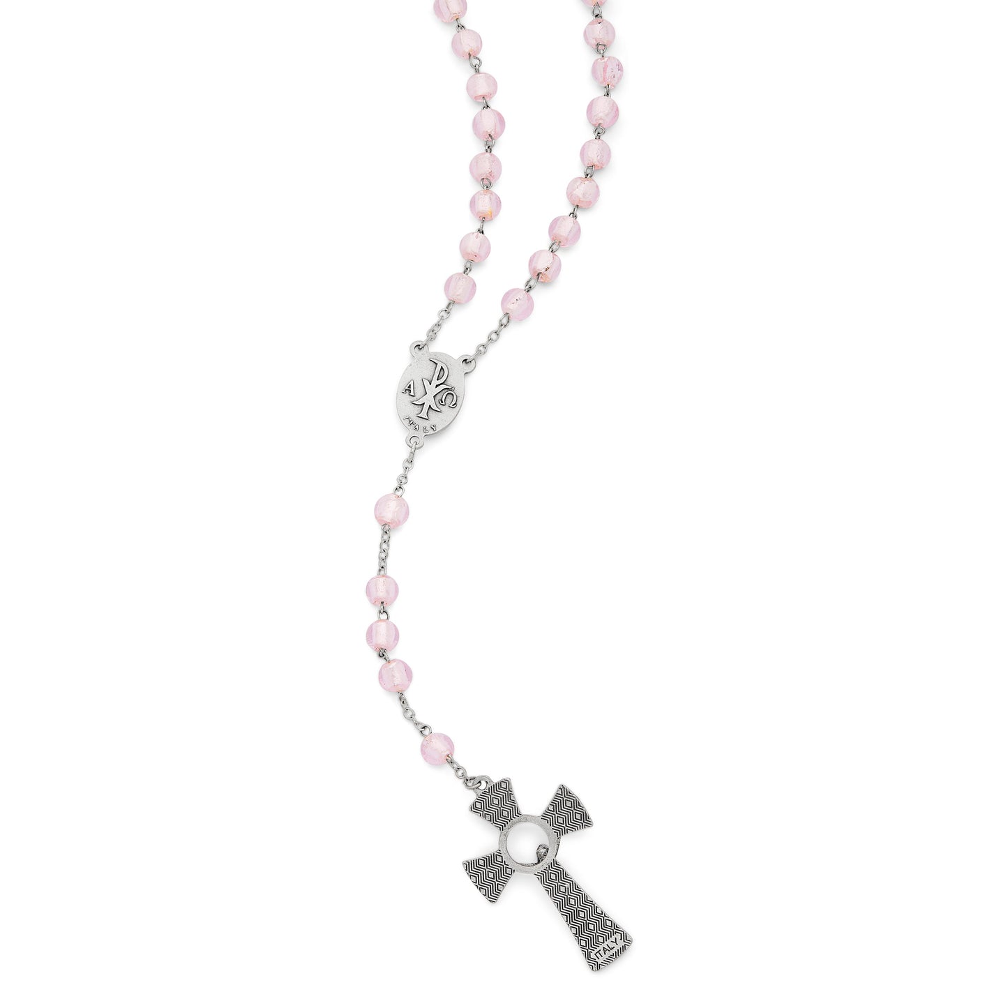 MONDO CATTOLICO Prayer Beads 53 cm (20.8 in) / 8 mm (o.31 in) Miraculous Virgin Rosary in Murano Glass