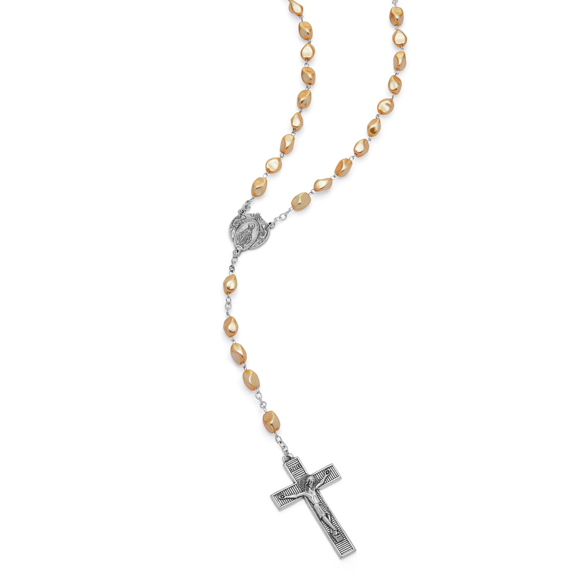 MONDO CATTOLICO Prayer Beads Miraculous Virgin Rosary in Pearl
