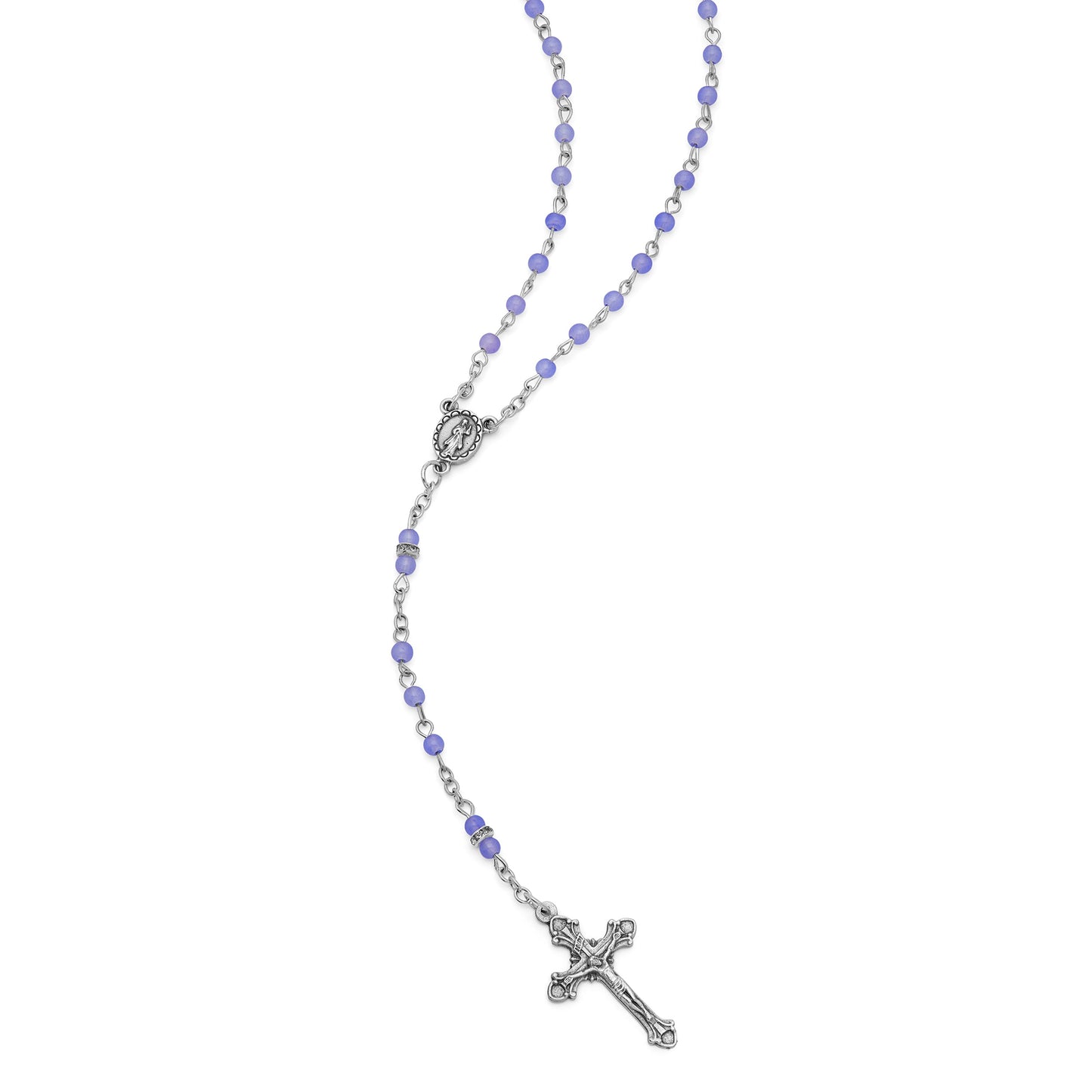MONDO CATTOLICO Prayer Beads Miraculous Virgin Rosary in Violet Pearls