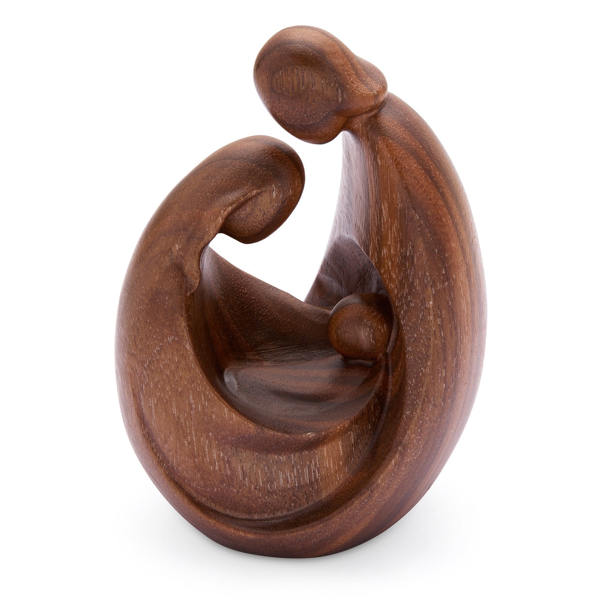Modern Nativity Scene in Natural Walnut Wood | MONDO CATTOLICO