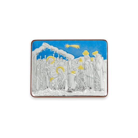 MONDO CATTOLICO Nativity and Three Wise Men Painting in Aluminium