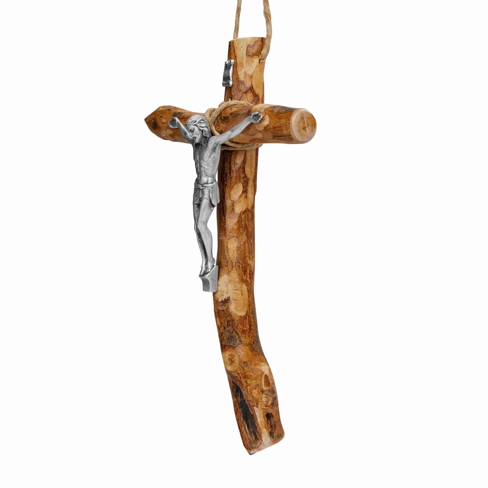 Mondo Cattolico 27 cm (10.5 in) Natural Olive Wood Wall Crucifix