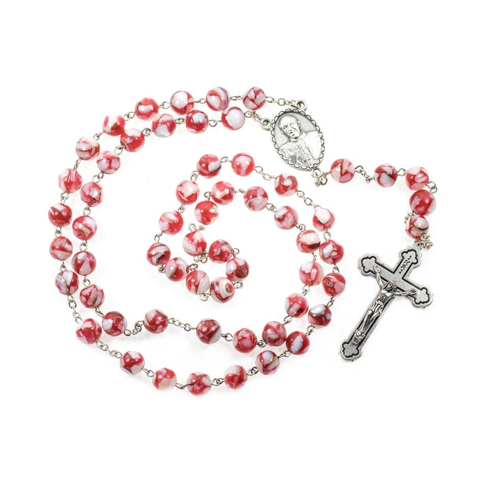 MONDO CATTOLICO Prayer Beads Natural Shell Rosary Beads with Pope Francis
