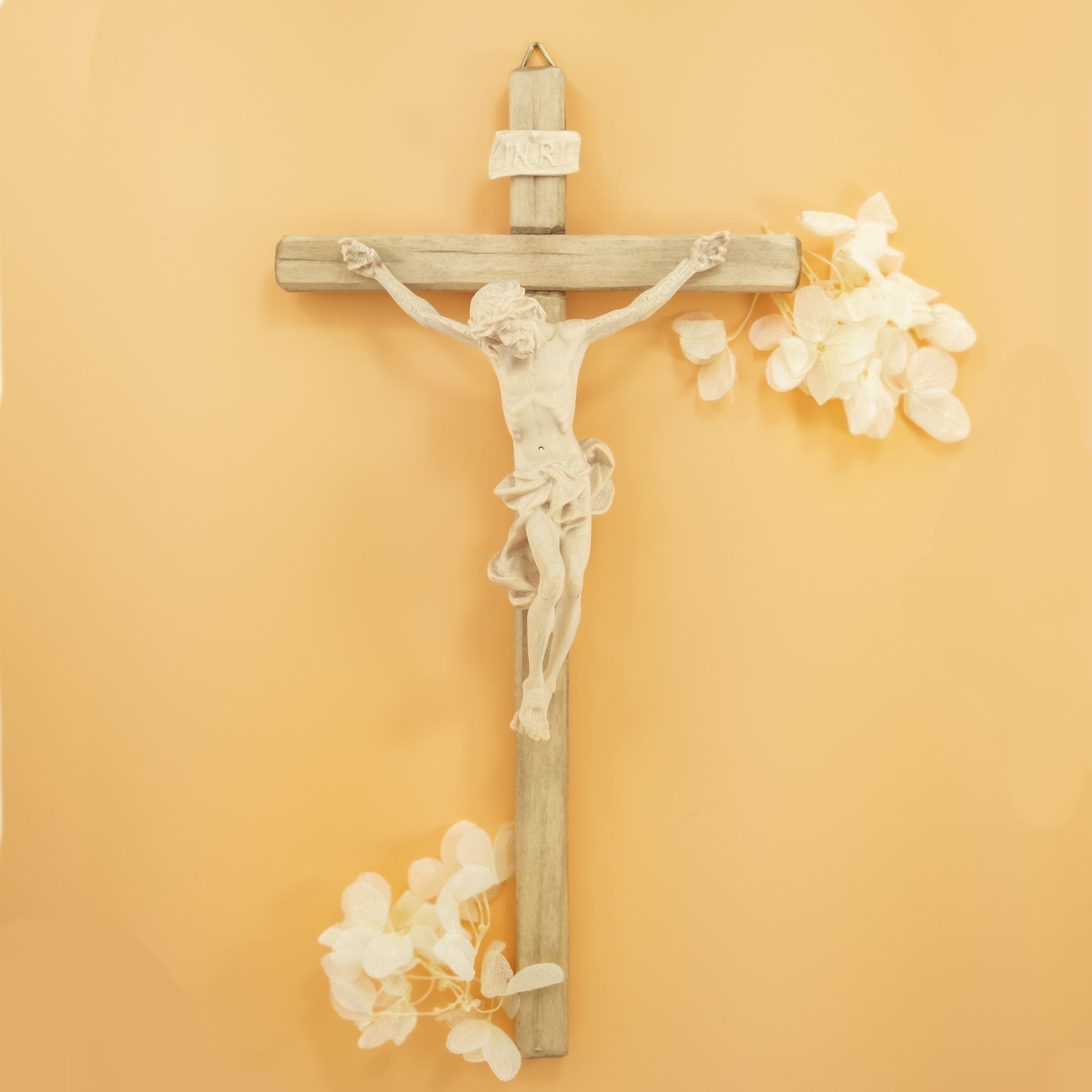 MONDO CATTOLICO 23 cm (9.06 in) Natural Wood Crucifix Without Colours