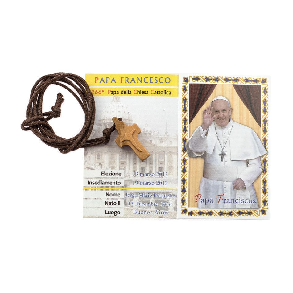 MONDO CATTOLICO Olive Wood Cross with Rope Chain