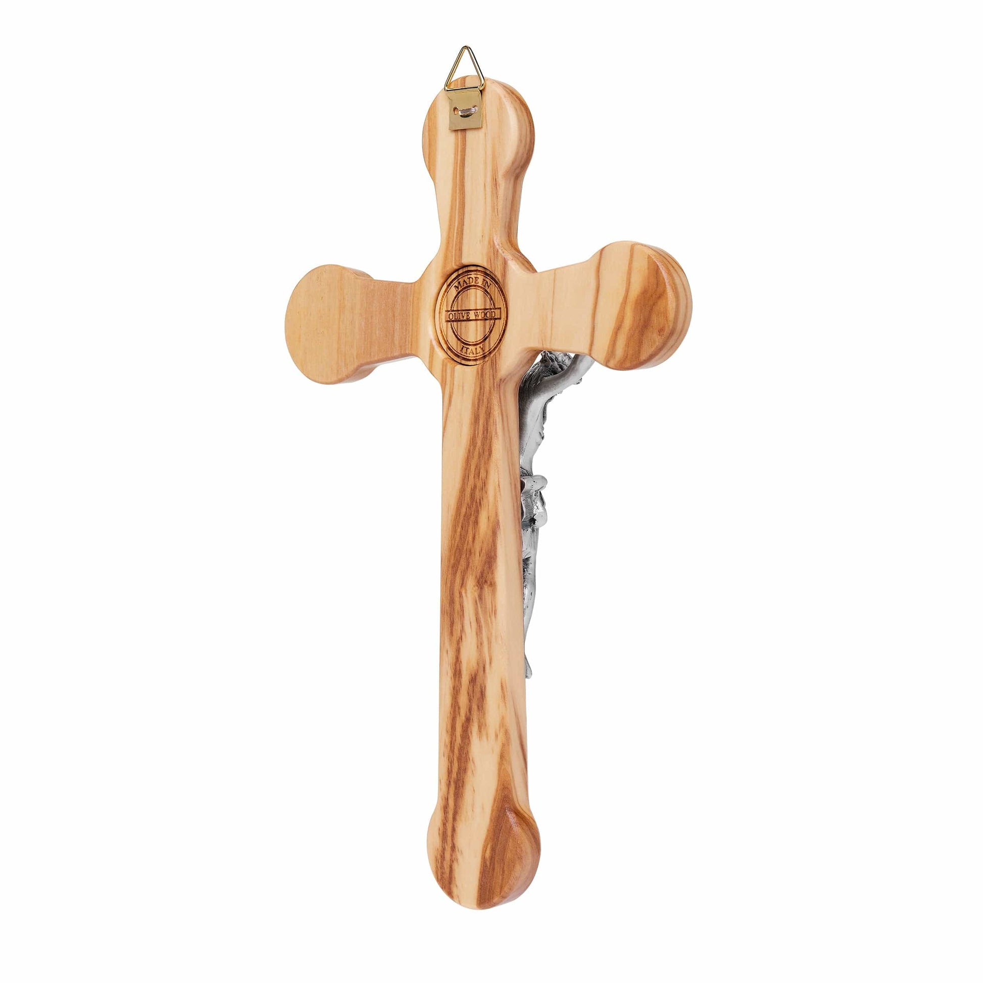 MONDO CATTOLICO 20 cm (7.84 in) Olive Wood Crucifix With Crown of Thorns and the Four Roman Basilicas Medals