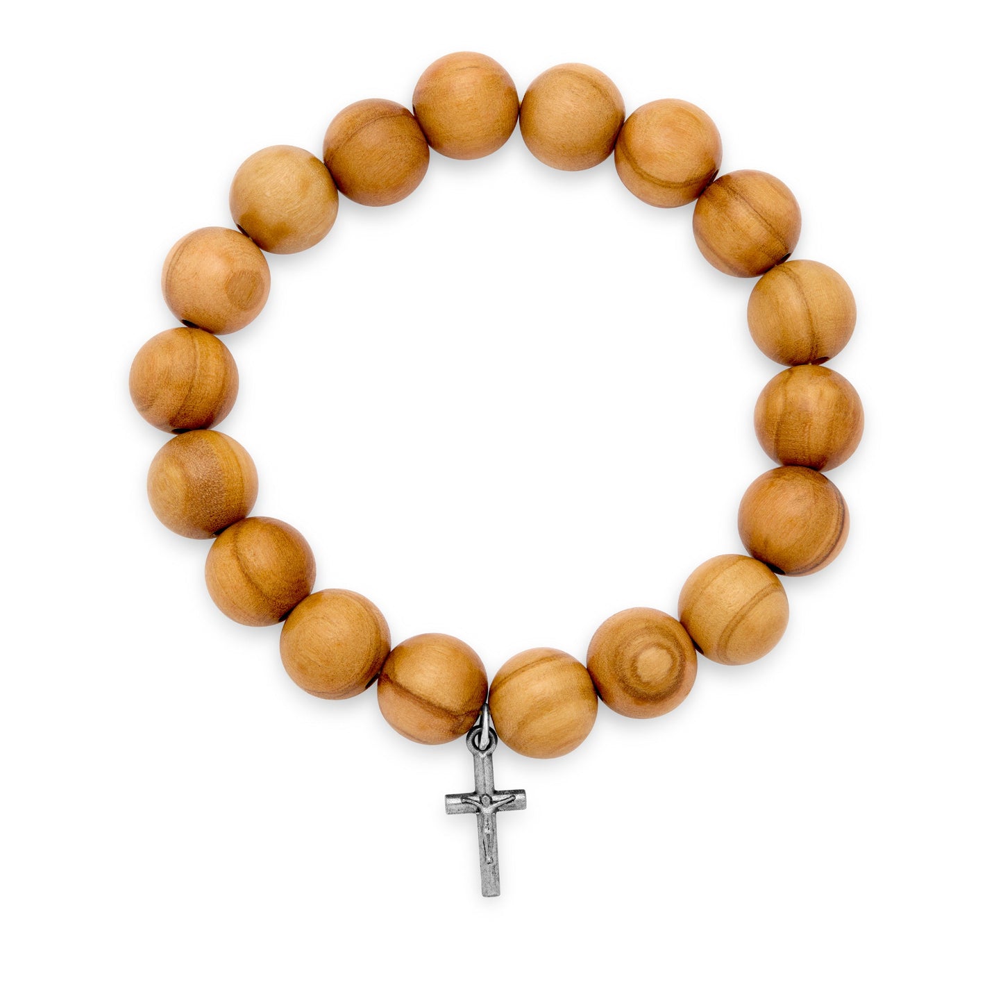 Mondo Cattolico Bracelet Olive Wood Elastic Bracelet With Little Crucifix
