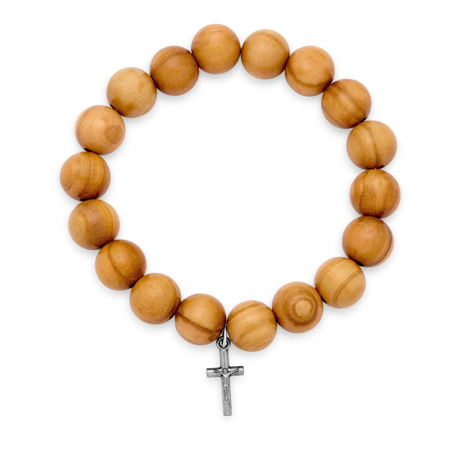 Mondo Cattolico Bracelet Olive Wood Elastic Bracelet With Little Crucifix