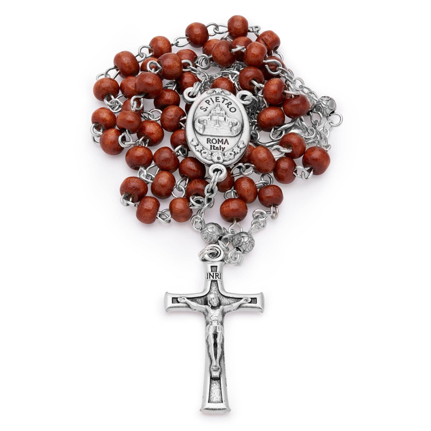 MONDO CATTOLICO 38 cm (15 in) / 4 mm (0.15 in) Olive wood Holder of the Virgin for Good Health and Rosary
