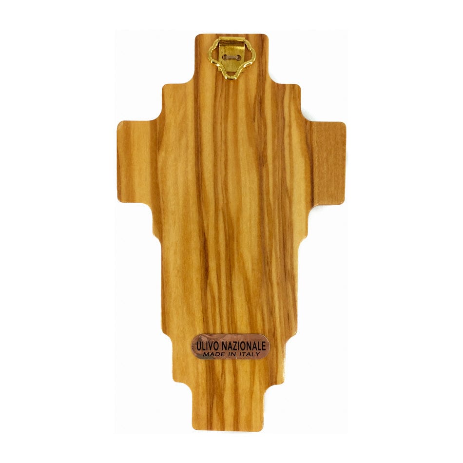MONDO CATTOLICO 12 cm (4.72 in) Olive Wood Risen Christ Crucifix With Via Crucis and Outline