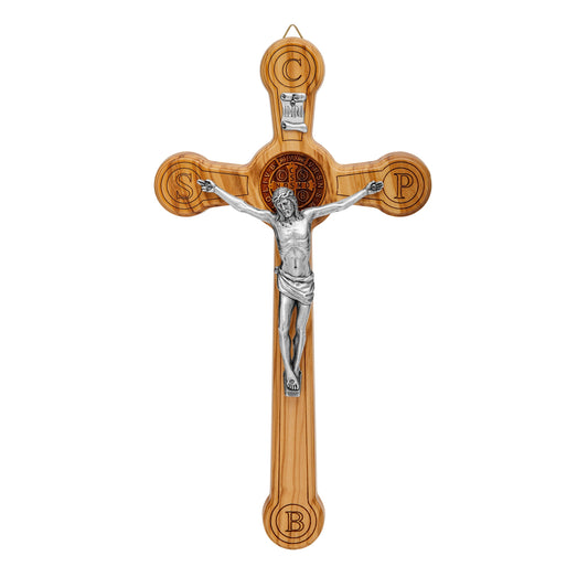 Mondo Cattolico Olive Wood St. Benedict Crucifix