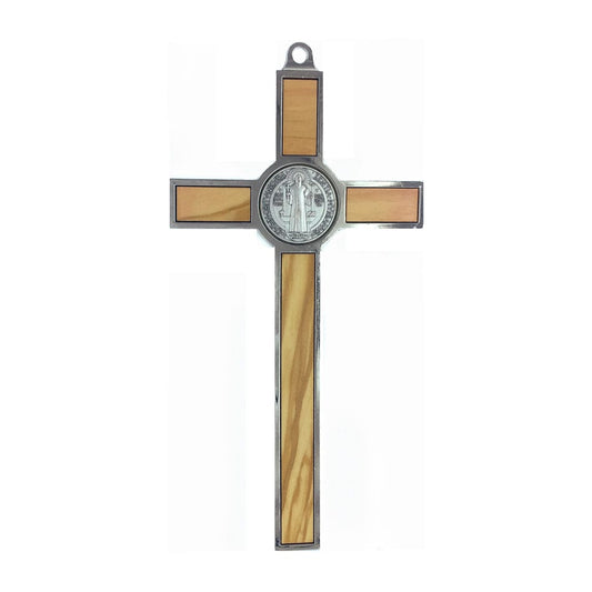 Croce di san benedetto in legno e metallo cm 28 Crocifissi
