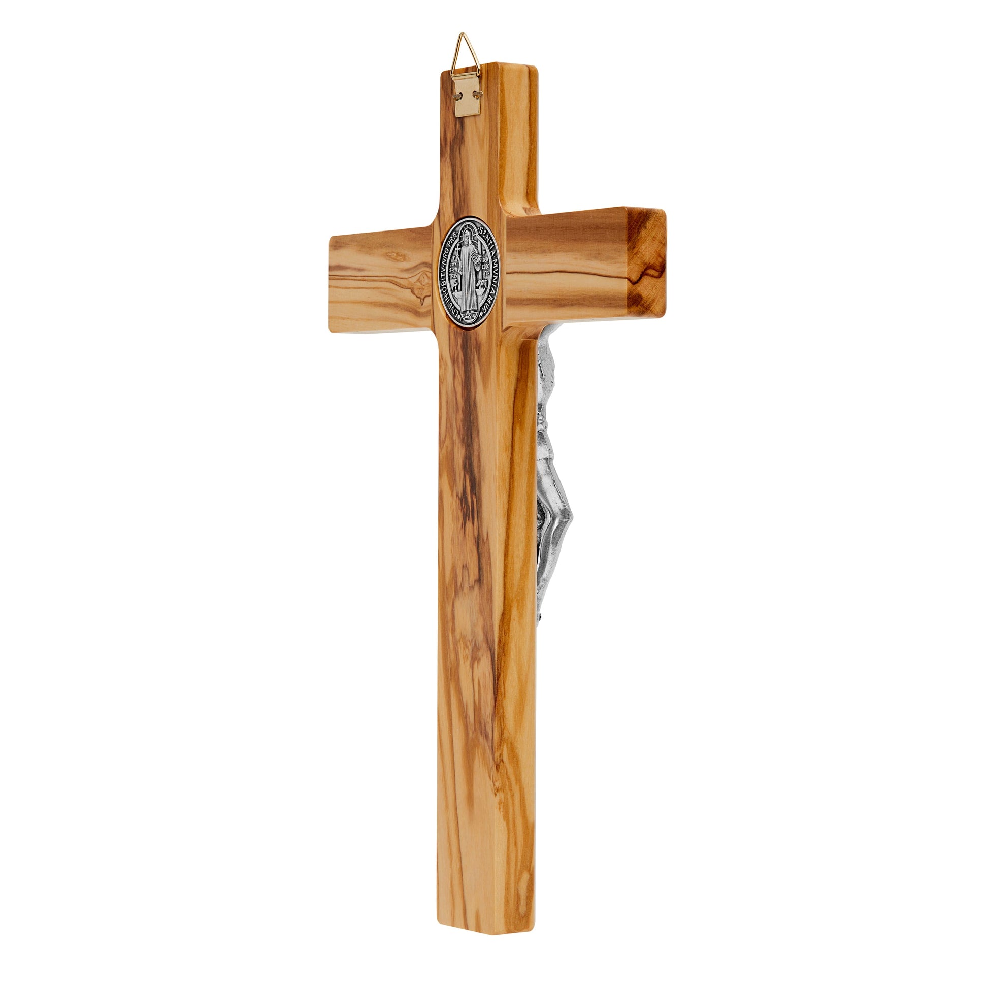 MONDO CATTOLICO 25 cm (9.84 in) Olive Wood St. Benedict Crucifix With Outlines