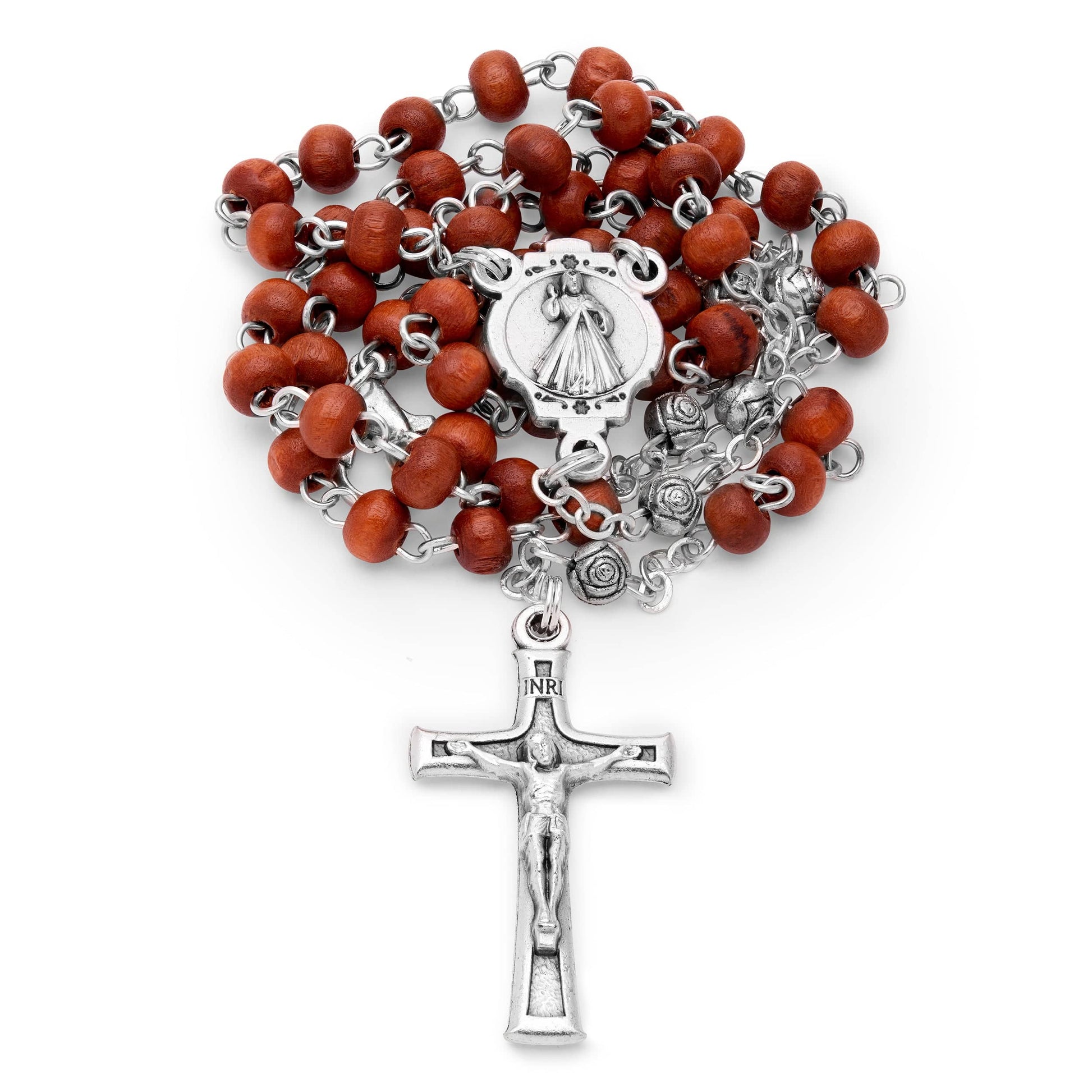 MONDO CATTOLICO Prayer Beads 38 cm (14.96 in) / 4 mm (0.16 in) Olive Wood Tiny Box and Rosary of Our Lady of Guadalupe