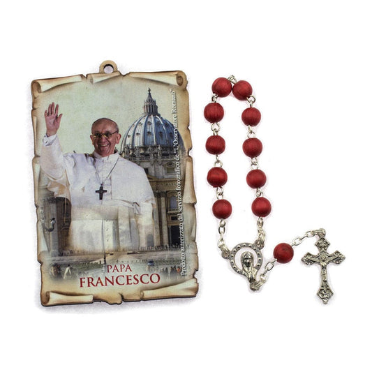 MONDO CATTOLICO Prayer Beads 14 cm (5.5 in) / 6 mm (0.23 in) One Decade Rose Petals Finger Rosary