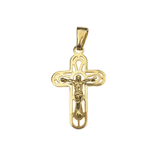 MONDO CATTOLICO Openwork Gold Plated Crucifix