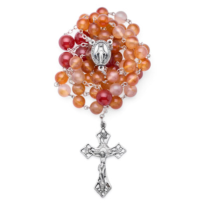 MONDO CATTOLICO ROMA Prayer Beads 42 cm (16.53 in) / 4 mm (0.15 in) Orange Agathe Rosary  with the Miraculous Virgin