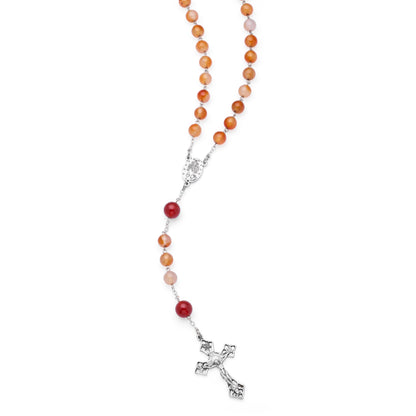 MONDO CATTOLICO ROMA Prayer Beads 42 cm (16.53 in) / 4 mm (0.15 in) Orange Agathe Rosary  with the Miraculous Virgin