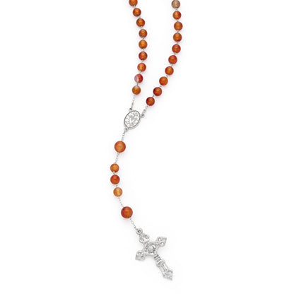 MONDO CATTOLICO ROMA Prayer Beads 54 cm (21.2 in) / 8 mm (0.31 in) Orange Brazilian Gemstone Agate Rosary