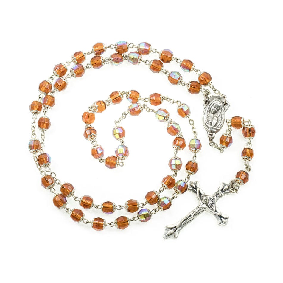 MONDO CATTOLICO Prayer Beads 56 cm (22.04 in) / 8 mm (0.31 in) Orange Glass Rosary