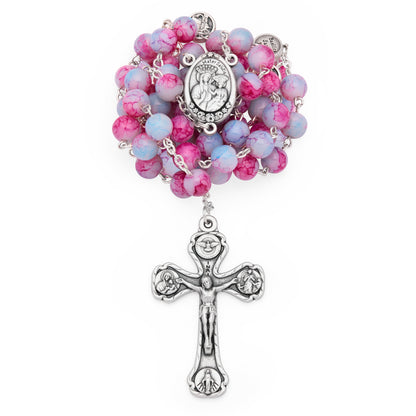 Our Lady of Good Health Rosary with Variegated Pink Beads and the Four Roman Basilicas