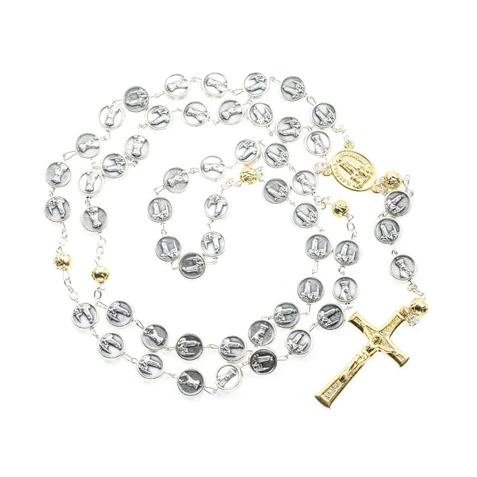 MONDO CATTOLICO Prayer Beads 56.5 cm (22.24 in) / 9 mm (0.35 in) Our Lady of Fatima Pewter Rosary