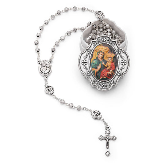 MONDO CATTOLICO Prayer Beads 38 cm (14.96 in) / 4 mm (0.15 in) Our Lady of Good Health Keepsake Case and Rosary