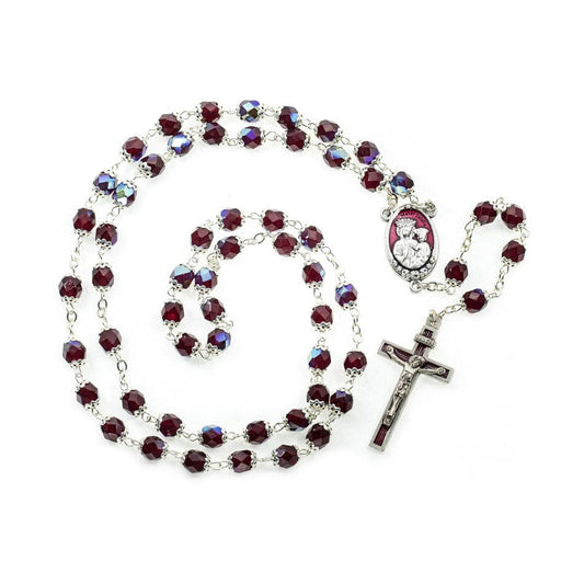 MONDO CATTOLICO Prayer Beads 54.5 cm (21.4 in) / 8 mm (0.31 in) Our lady of Good Health Red Glass Rosary